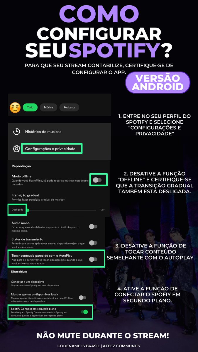 CNis_Brasil's tweet photo. 📢 | 

ATINYs, O COMEBACK TÁ BATENDO NO PORTA! Já configuraram seu Spotify para dar stream? Segue abaixo o guia de como fazer isso.

Quem for Premium, por favor, preencha o forms do tweet citado! 😊

#ATEEZ #에이티즈 @ATEEZofficial https://t.co/zYf6gWr1ZD
