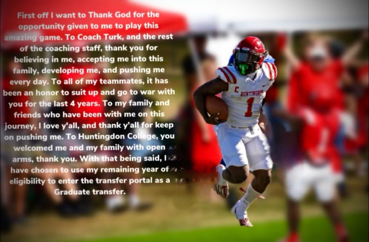 CoachK!! (@kdmcreynolds2) on Twitter photo Extremly thankful for <a href="/HawksFootball/">Huntingdon Football</a>
I have decided to enter the Transfer Portal as a Grad Transfer with one year left to play. Excited for what’s to come!
3,000+ Rushing Yards
4,200+ All-Purpose Yards
30+ TDS
hudl.com/v/2Mcx7F Extremly thankful for <a href="/HawksFootball/">Huntingdon Football</a>
I have decided to enter the Transfer Portal as a Grad Transfer with one year left to play. Excited for what’s to come!
3,000+ Rushing Yards
4,200+ All-Purpose Yards
30+ TDS
hudl.com/v/2Mcx7F