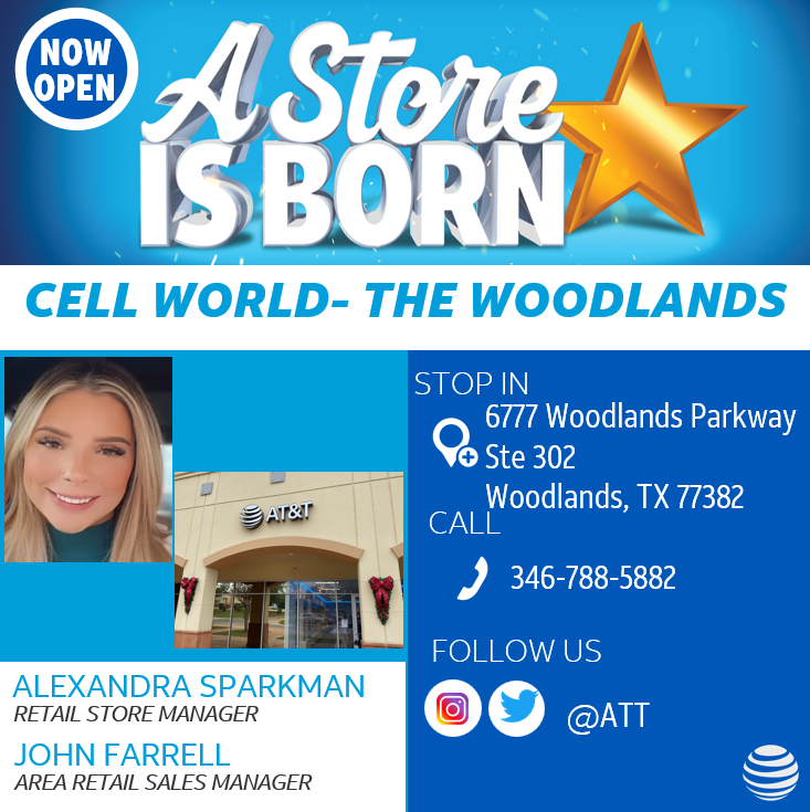 STXspeaks's tweet photo. STX is growing yet again. Check out our newest location Cell World- The Woodlands that is NOW open! #StoreIsBorn @STXspeaks #TheWoodlands https://t.co/b9H1ciUHQe