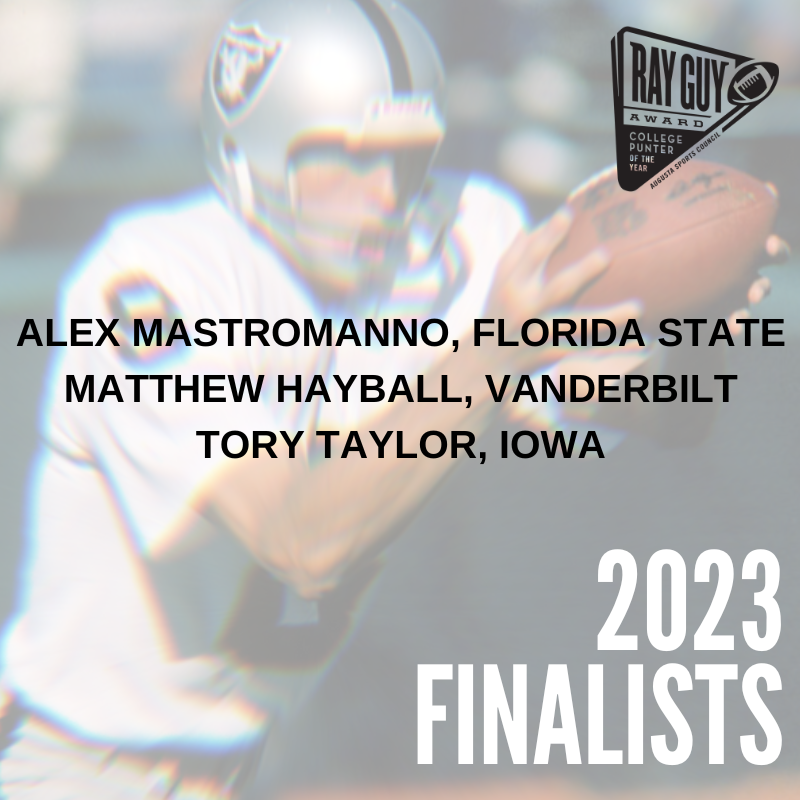 We're excited to announce our 2023 Ray Guy Award Finalists! Don't forget to tune into the Home Depot College Football Awards Show on ESPN on Dec 8 to see who our guy is for 2023! #RGA #OURGUYS #NCFAA