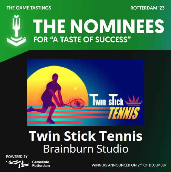 GameTastes's tweet image. Announcing our eleventh Nominee for The Game Tastings taking place on the 2nd of December 2023!

Welcome @BrainburnStudio  with Twin Stick Tennis, a new way to play digital tennis, scary close to real tennis.

#TheGameTastings 🏆