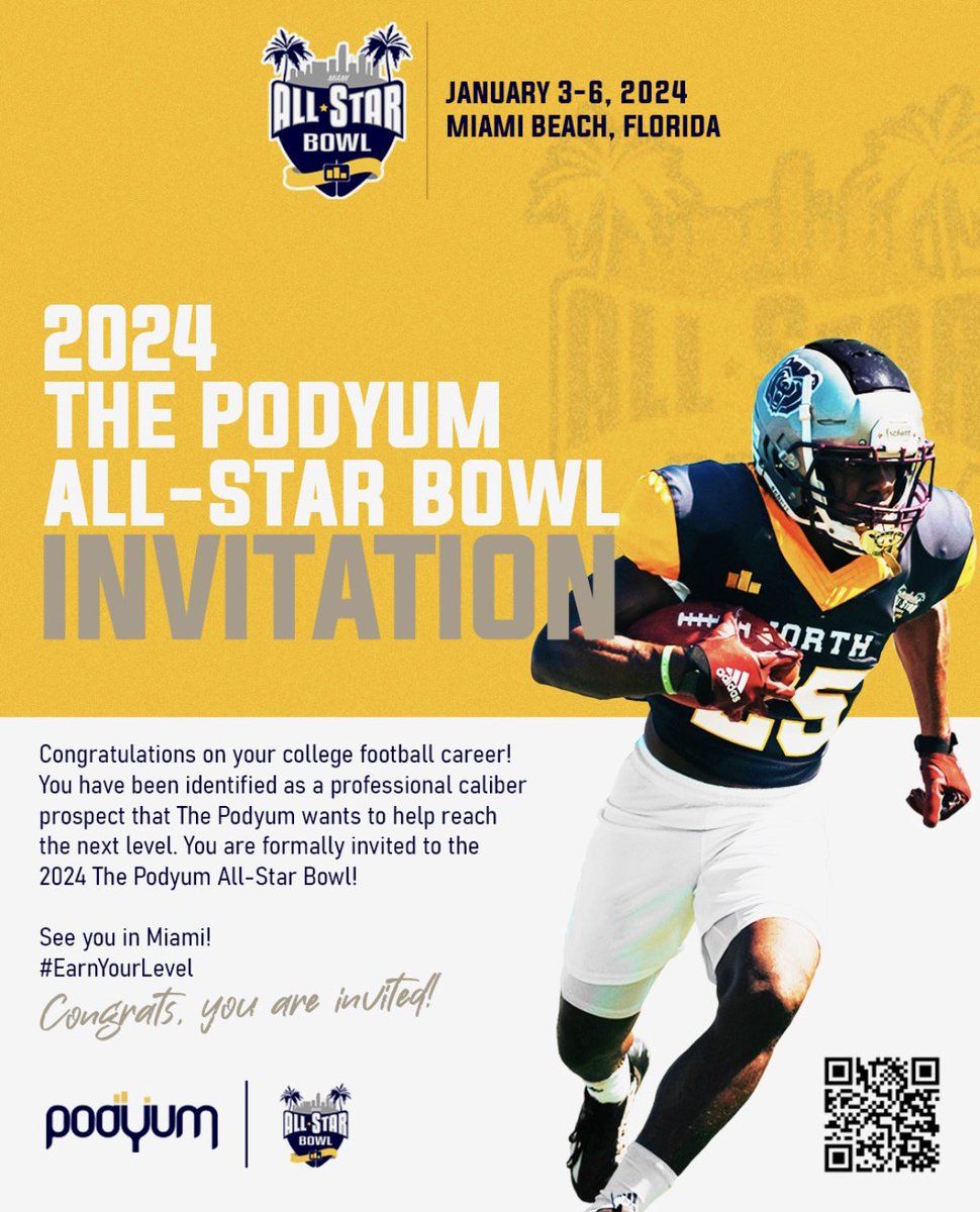 Excited to announce that I’ve received an invite to the 2024 Podyum All-Star Bowl!