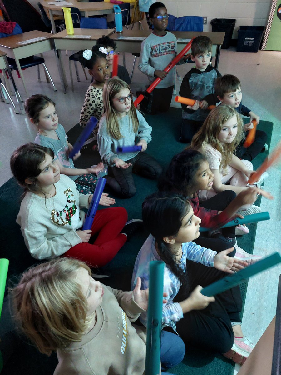 It's a Music Monday. The grade 2/3 and 3 classes are playing the melody for "Shake Them 'Simmons" using the Boomwhackers. <a href="/hfcatholic/">Holy Family Catholic Elementary School</a>