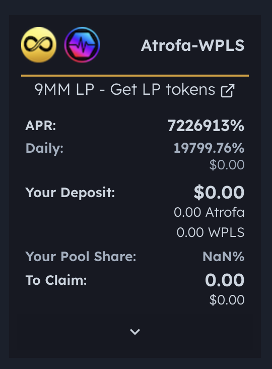 Atrofarm17023's tweet photo. We are excited to announce our first @9mm_pro pool!

Provide liquidity for $Atrofa / $PLS on https://t.co/5jrCbSddtH and stake your LP tokens on our dApp!

#pulseChain #9MM $Atropa $GGC $GOAT $MEGA $pTGC $ANON https://t.co/FRHVMnKhBC