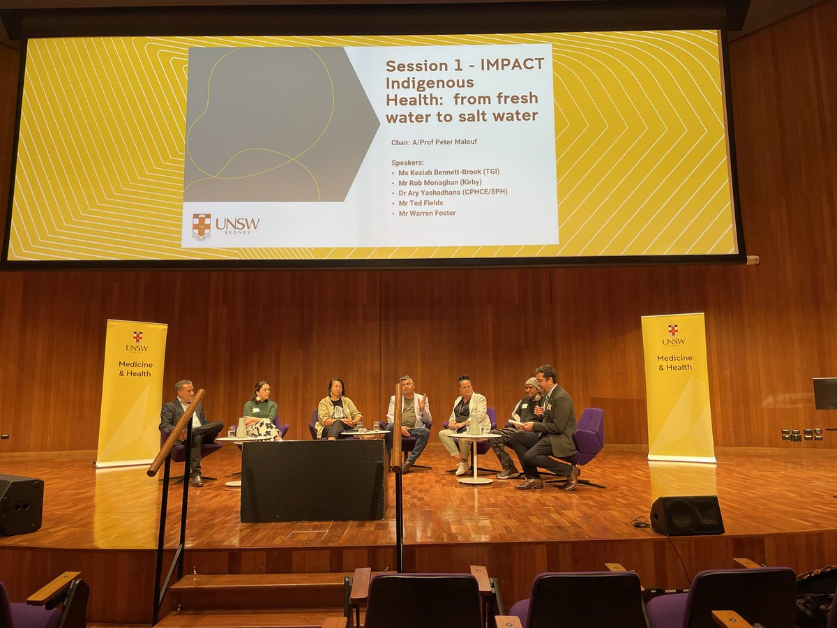 Session 1 is Indigenous Health: from fresh water to salt water. We’re hearing from traditional knowledge holders and UNSW researchers about community led research with impact in Indigenous health. #healthxunsw