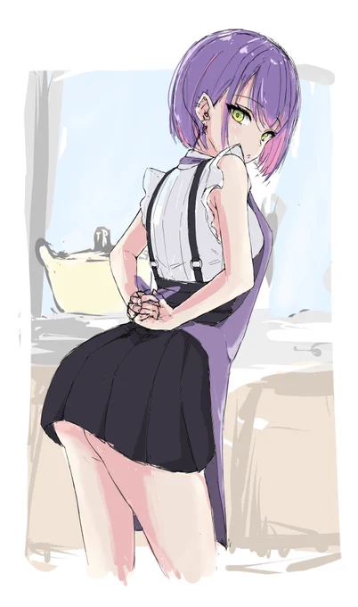 家に来て料理してくれるトワ様描いてます 