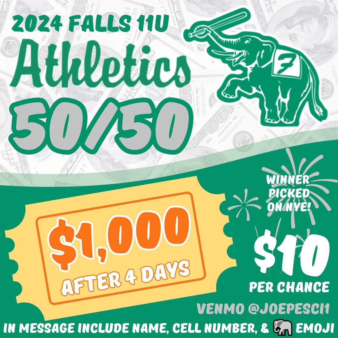 Support Falls 11u travel by joining our 50/50! Last year's pot was over $15,000!