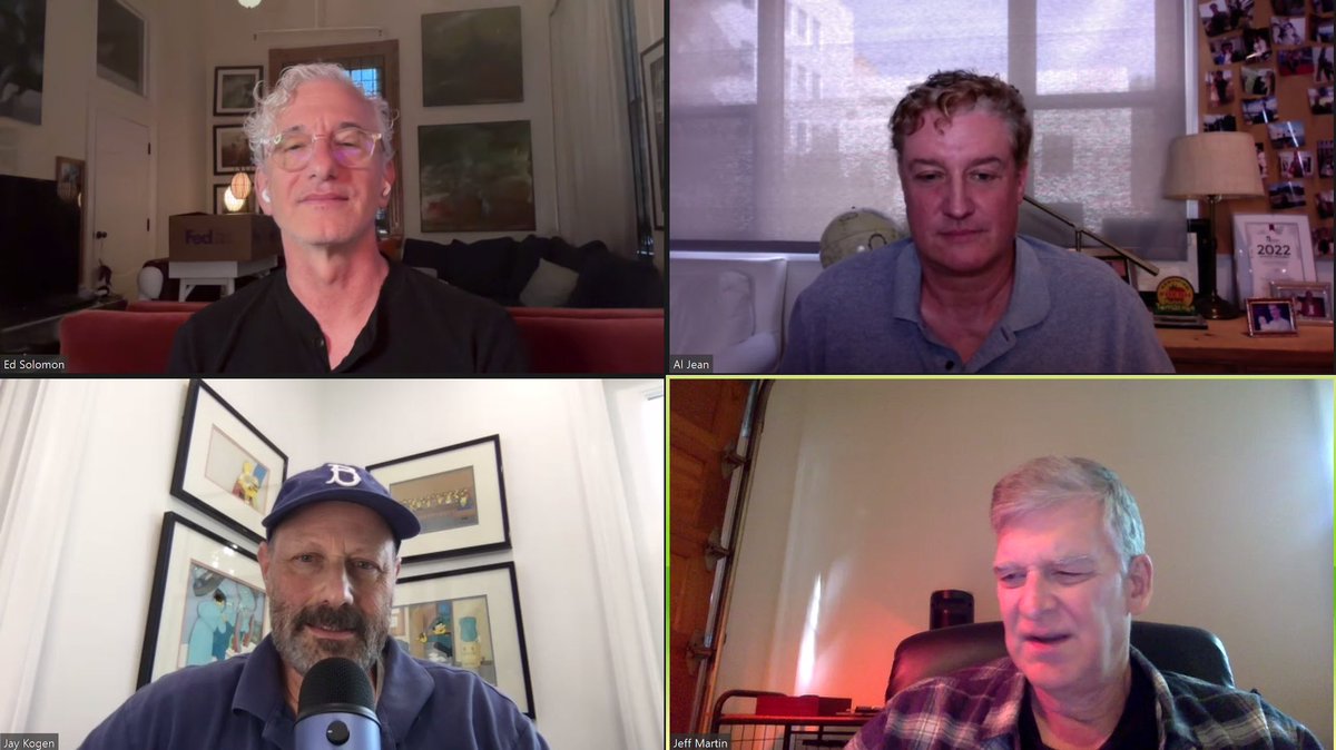The Simpsons writers room episode of #WordByWord w/ @ed_solomon’s guests Al Jean, Jeff Martin, & Jay Kogan, was - of course - outstanding. The biggest takeaway by general consensus: “Don’t be a dick.” (I won’t mention the caveat to that advice.)