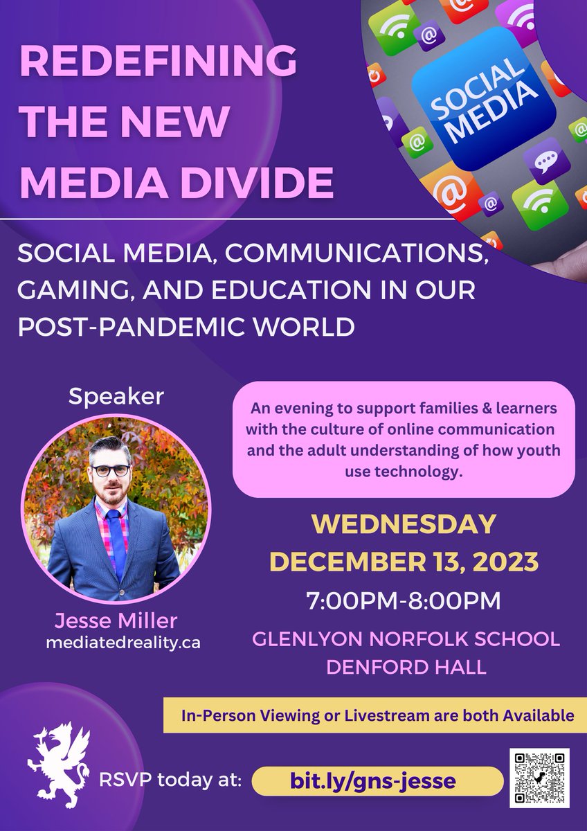 Jon Hamlin (@jonhamlin) on Twitter photo We are thrilled to welcome Jesse Miller @MediatedReality for what's sure to be an insightful and inspirational evening to support students and parents with social media and online citizenship. Registrations are now open for the <a href="/glenlyonnorfolk/">Glenlyon Norfolk School</a> community: mygns.ca/news/redefinin… We are thrilled to welcome Jesse Miller @MediatedReality for what's sure to be an insightful and inspirational evening to support students and parents with social media and online citizenship. Registrations are now open for the <a href="/glenlyonnorfolk/">Glenlyon Norfolk School</a> community: mygns.ca/news/redefinin…