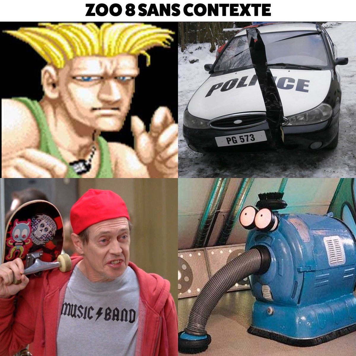 Slam Disques (@slamdisques) on Twitter photo La compilation Zoo 8 sera dispo le 15 décembre 🐵🐱🐺🦊 on va jouer à un jeu pis te teaser les bands confirmés avec un seul indice visuel de leur reprise 👇
<a href="/TGSlushPunk/">Thick Glasses</a> en haut à gauche
<a href="/rockripe/">RIPÉ</a> en haut à droite
@slater_et_fils en bas à gauche
<a href="/feuyemobil/">Karl Meury 🛴 Verdun</a> en bas à droite La compilation Zoo 8 sera dispo le 15 décembre 🐵🐱🐺🦊 on va jouer à un jeu pis te teaser les bands confirmés avec un seul indice visuel de leur reprise 👇
<a href="/TGSlushPunk/">Thick Glasses</a> en haut à gauche
<a href="/rockripe/">RIPÉ</a> en haut à droite
@slater_et_fils en bas à gauche
<a href="/feuyemobil/">Karl Meury 🛴 Verdun</a> en bas à droite