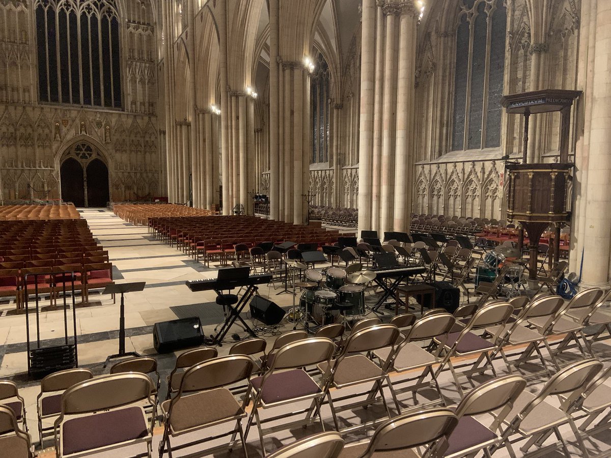 It’s one of my favourite things to set up York Minster the night before their special Carol service. 11pm is quite early for our team - every moment worth it so it’s ready for them. It’s going to be quite a worship band - 45-piece orchestra, x2 drummers, x7 pianos x3 bass etc