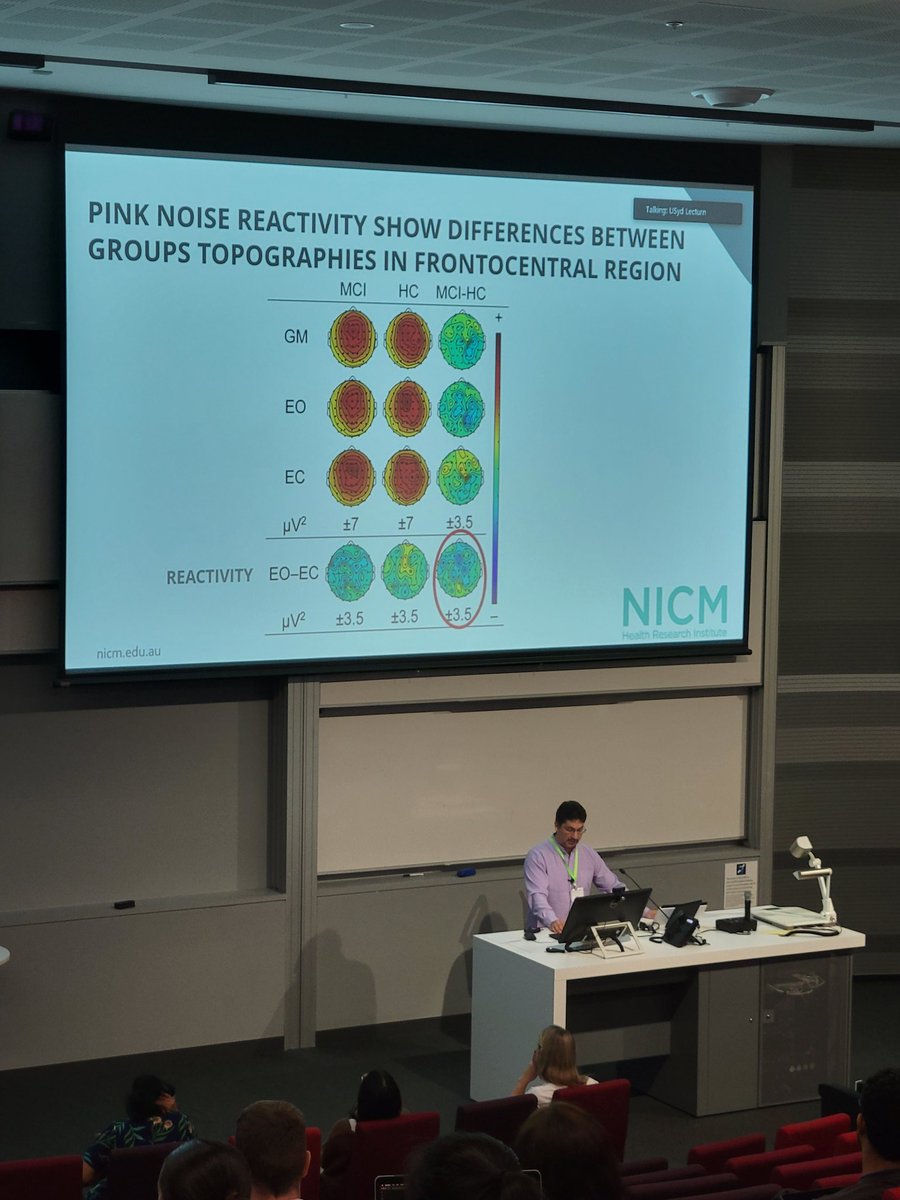 Great presentation @ACNS_Official #ACNS2023! Dr Aland Astudillo explaining how frontocentral aperiodic #EEG activity is linked with executive function in healthy #ageing, but not in mild cognitive impairment.