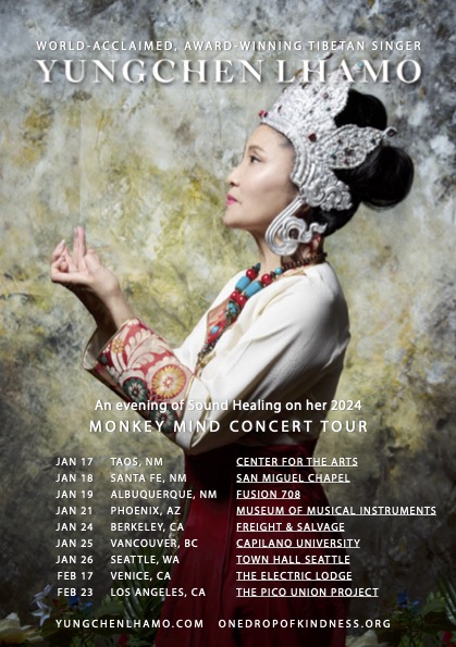 An evening of Sound Healing with Yungchen Lhamo... experience One Drop of Kindness in concerts  from Taos, NM to Los Angeles, CA 🎶 🦋 <a href="/Yungchen/">c roberts</a> Lhamo  #fliartists