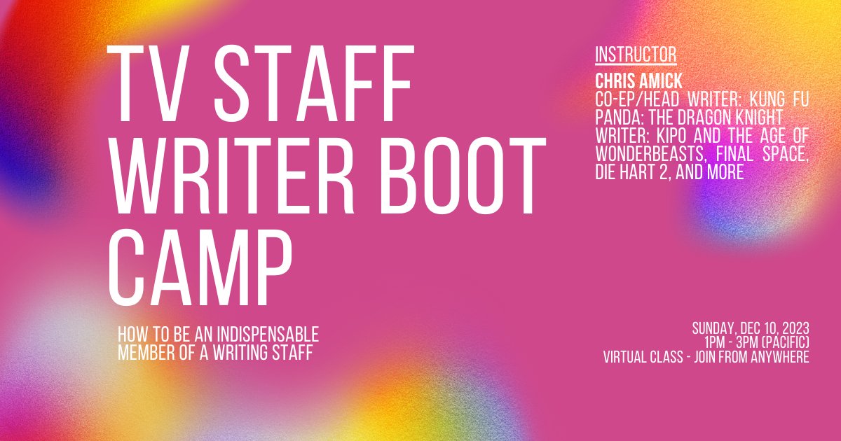 Next month I'm running a 2-hour TV Staff Writer boot camp. Check it out and join in if you want to learn how to prep for the job projectcity.tv/projects/2102/…