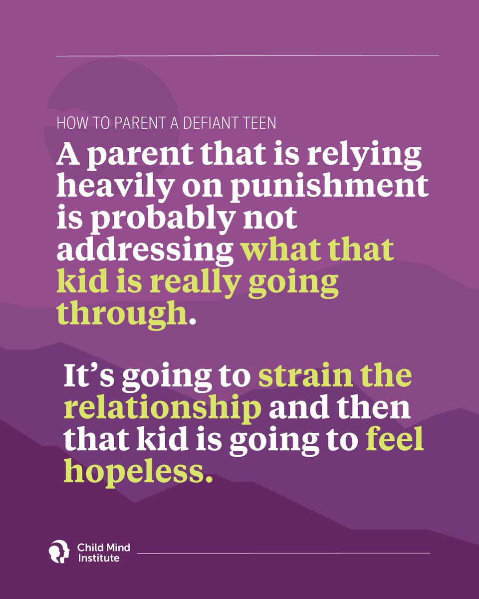 childmindinst's tweet image. Most teens will act defiant toward their parents at some point. But defiance can be tricky to address for parents – punishments can backfire, and the parenting style that once worked might not work anymore. 

Parents may lose confidence in their abilities to manage their kids.…