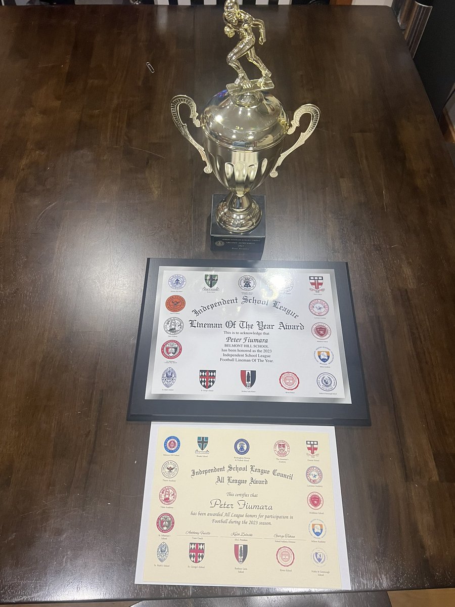 I am blessed to have received the Robert Saterlee Hurlbut trophy, recognized as All-ISL, and also being named ISL Lineman of the Year. Senior season highlights coming soon! Thank you for everything. <a href="/BelmontHillFB/">Belmont Hill Football</a> <a href="/CoachFucillo/">Anthony Fucillo</a>