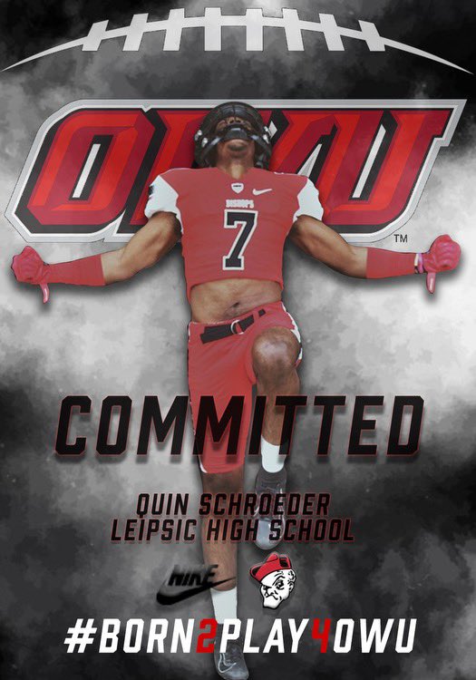 Quin Schroeder (@quinschroeder) on Twitter photo Blessed to announce my commitment to play college football <a href="/OWUBishopFB/">Ohio Wesleyan Football</a>!! Thank you to everyone who helped me along the way Roll Shops!! Blessed to announce my commitment to play college football <a href="/OWUBishopFB/">Ohio Wesleyan Football</a>!! Thank you to everyone who helped me along the way Roll Shops!!