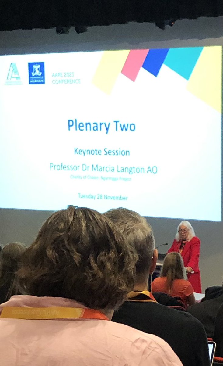 Day 2 #AARE2023 a standing ovation for Prof Marcia Langton @UniMelb for an incredibly moving and powerful keynote with strong messages for teachers at all levels “structural racism is not teaching the cross-curriculum priority”