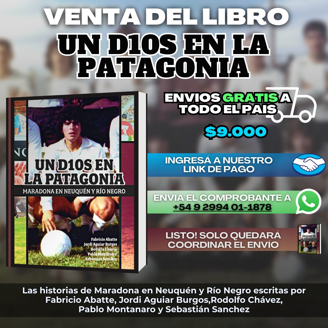 VENTA DEL LIBRO "UN D10S EN LA PATAGONIA" CON ENVIO GRATIS PARA TODO EL PAIS 📚🔟🇦🇷

Para adquirirlo ingresa a mpago.la/2BzfPr9 y una vez hecha la transferencia envíanos el comprobante al +54 9 299 401 1878 para coordinar la entrega a tu domicilio 📦✅️