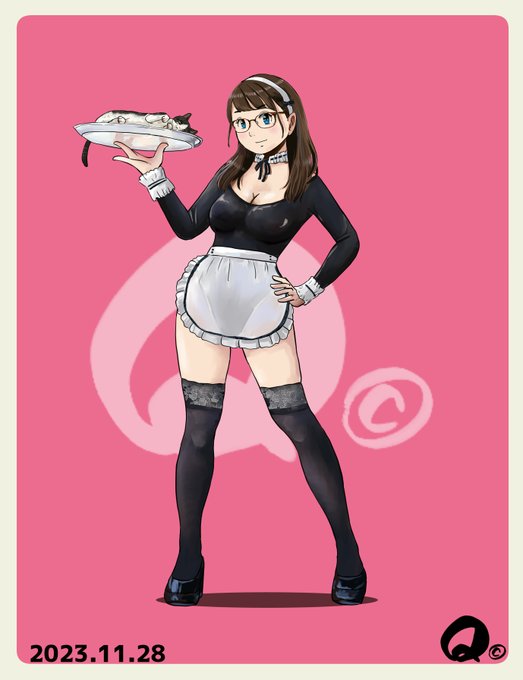 11/28㊋メイドのモカちゃんその⑫
昨日のイラストの正面はきっとこんな感じ😏
#いいニーハイの日 