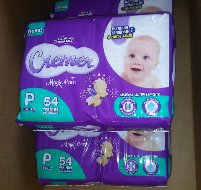 3 Pacotes de Fralda Cremer Mega P 54 Unidades