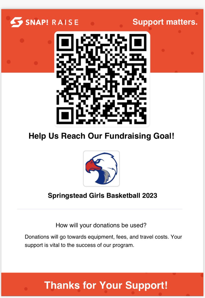 <a href="/steadgirlshoops/">Springstead Girls Basketball</a> <a href="/springstead_ath/">Springstead Athletics</a> Please consider helping us in our quest to fundraise for this basketball season! Scan the QR code to go to our donation page or click the link. If you cannot donate please share on your social media. Thank you so much! 

raise.snap.app/donors/springs…