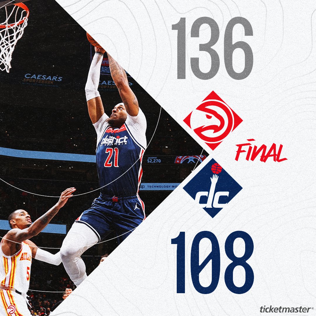 Scores and Highlights Washington Wizards vs Atlanta Hawks in NBA (108-136)