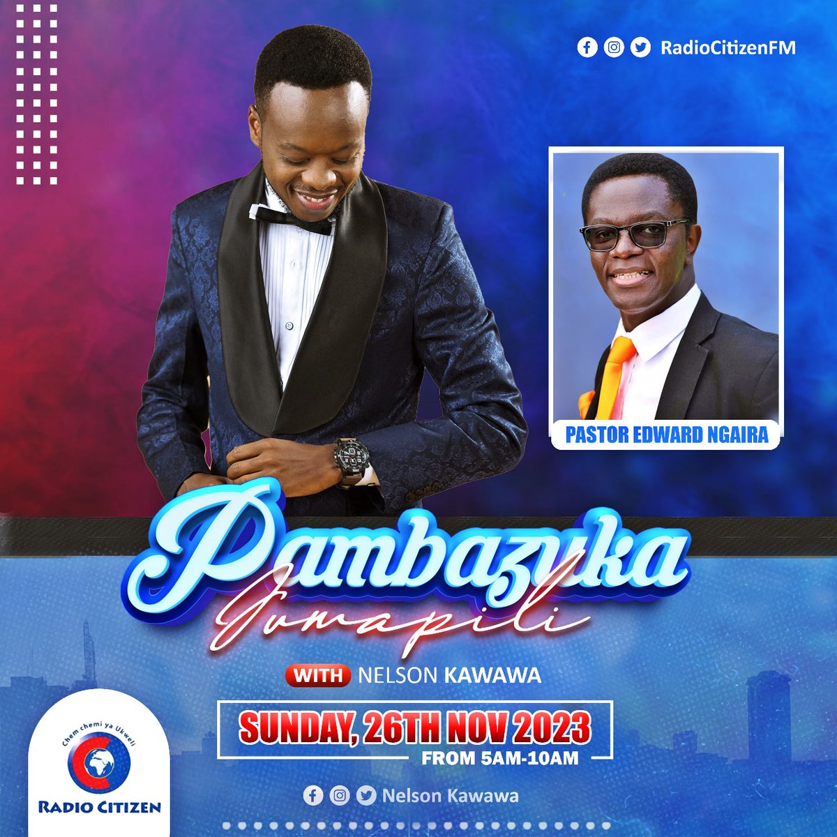 Karibu katika #PambazukaJumapili umeamkaje? Umamwaminia Mungu kwa Jambo lipi? <a href="/Kawawaz/">Nelson kawawa</a> <a href="/EdwardNgaira/">Edward Ngaira, OGW</a> #RadioNumberOne