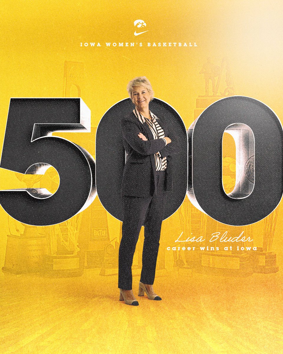 IowaWBB's tweet photo. 5️⃣0️⃣0️⃣ wins at Iowa for the 🐐

@LisaBluder x #Hawkeyes https://t.co/Ax8ps9CoHL