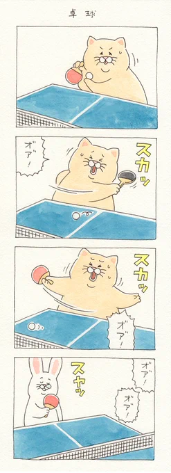 4コマ漫画 ネコノヒー「卓球」 qrais.blog.jp/archives/25893…