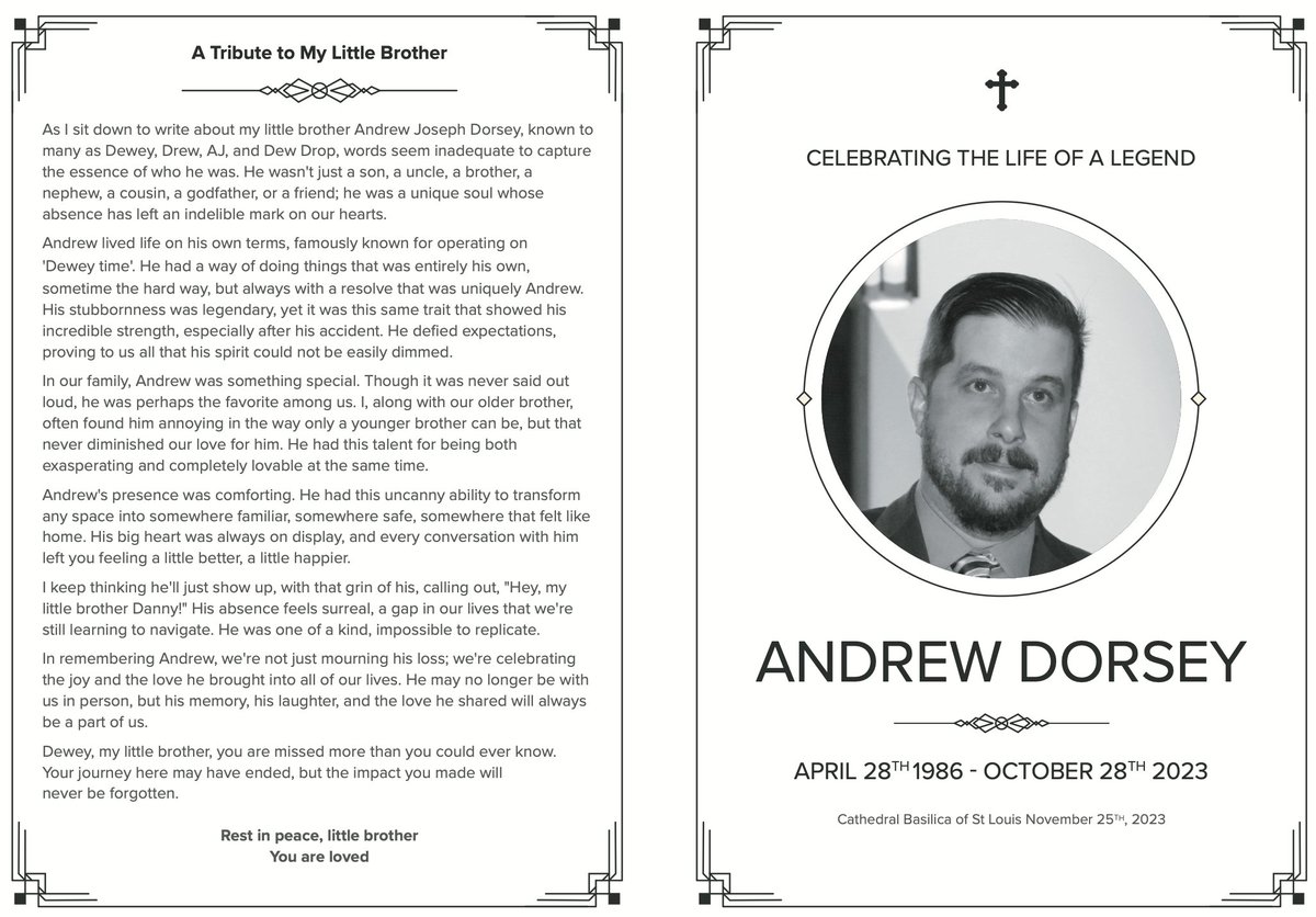 My brother @darkside wrote something beautiful about our little brother @andrew. I miss you, Dewey. 💧