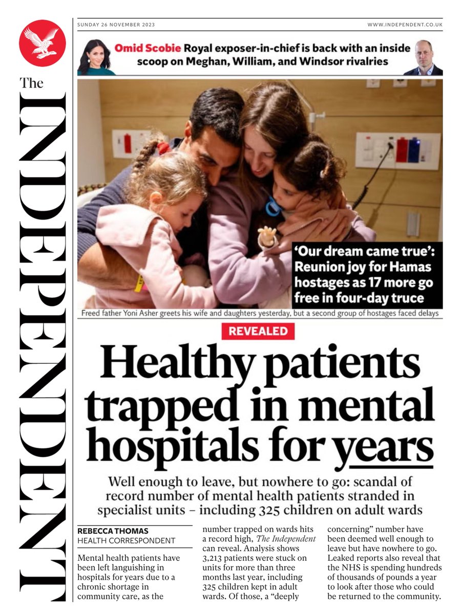 🇬🇧 Healthy Patients Trapped In Mental Hospitals For Years ▫Well enough to leave, but nowhere to go ... stranded in specialist units - including 325 children on adult wards ▫@rebeccasmt ▫is.gd/HUKzBs 🇬🇧 #frontpagestoday #digital #UK @Independent