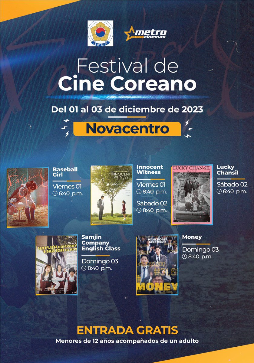 embajadacoreahn's tweet photo. Las sorpresas aún no terminan 🤩🎞️🎥

Para cerrar con broche de oro la fiebre coreana, Hallyu Lovers y la Embajada de Corea les trae en esta ocasión el Festival de Cine Coreano. 🍿🕶️ https://t.co/WHrjZR4pPk