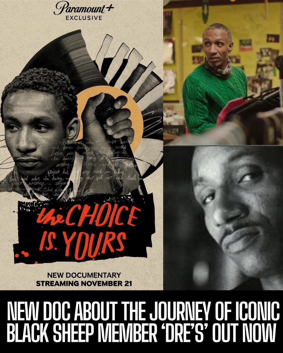 The Choice is Yours’ is a new documentary released this week ok Paramount + that details the journey of ‘Dre’s’ a member of the iconic hip-hop group Black Sheep. Watch trailer youtu.be/nsbApT2DLHo?si… #hiphopdocs #Hiphop #blacksheep #hiphopicon