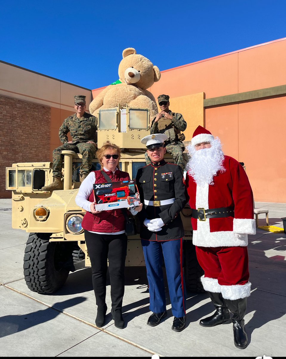Ran into Santa and the <a href="/USMC/">U.S. Marines</a> Marines
collecting toys for the Toys for Tots program when I was shopping today. I got to spend some time with them, talked about my Marine, and donated a toy.  Santa’s helper took the picture. 

#thankyouforyourservice