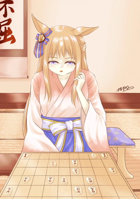 Skebでリクエストいただきました「女流棋士グラスワンダー」です。いい題材でございました#ウマ娘 #グラスワンダー 