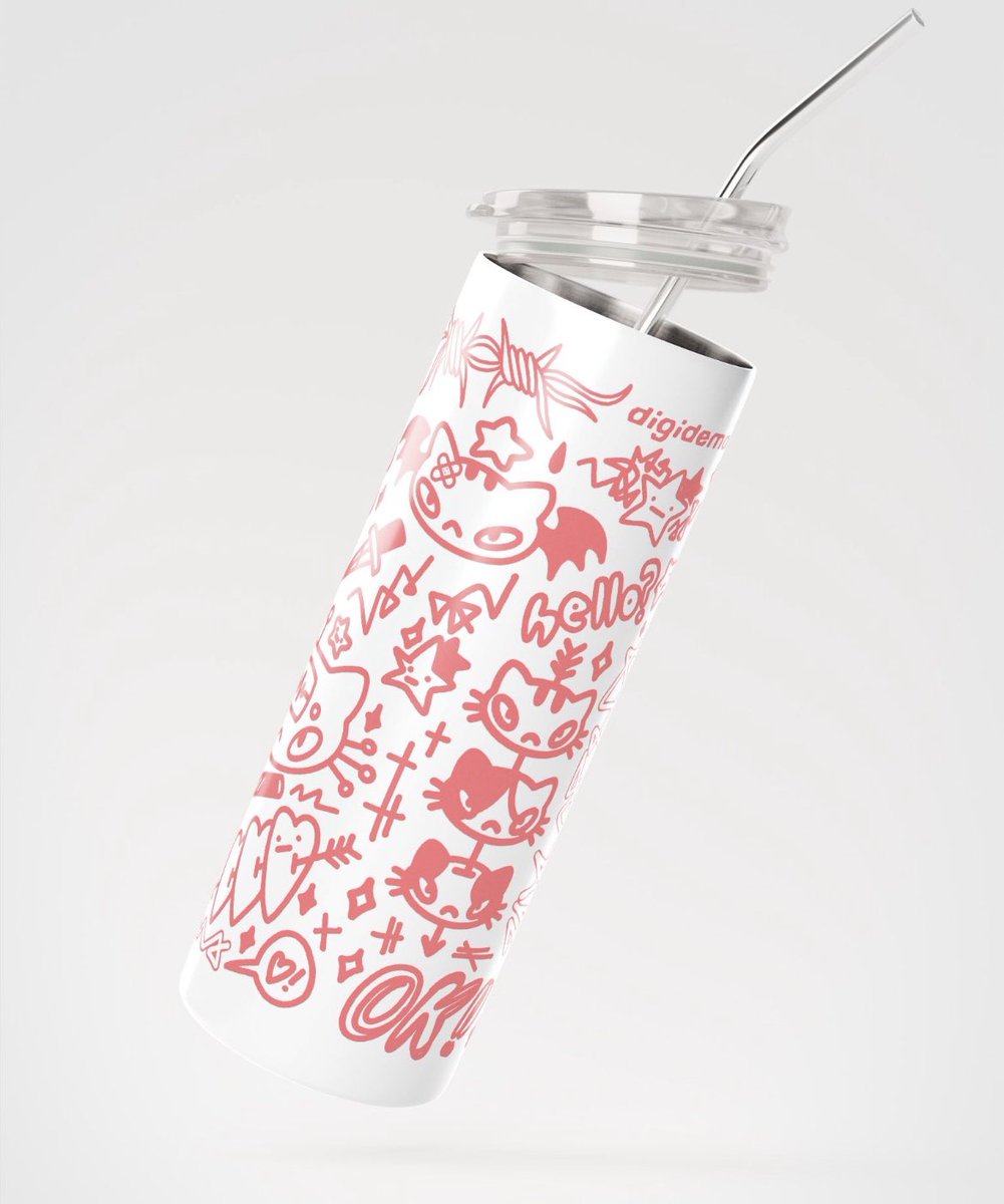 digicat stainless steel tumblers are now live ❤️‍🩹 (yes, they do come w the straw!)