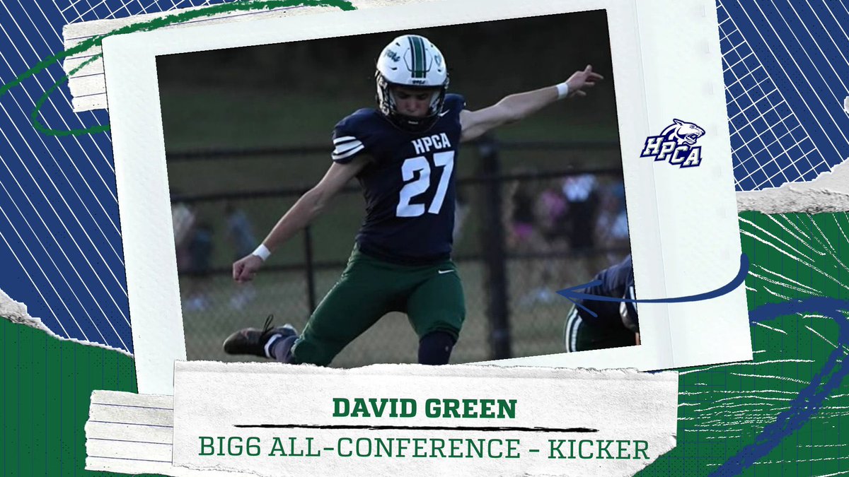HPCAFootball's tweet photo. Congratulations @David12Green27 

BIG6 All-Conference Kicker!

46/46 PAT
51 yard FG (School Record)
46 Touchbacks

#Born4This https://t.co/14ohRLxWcB
