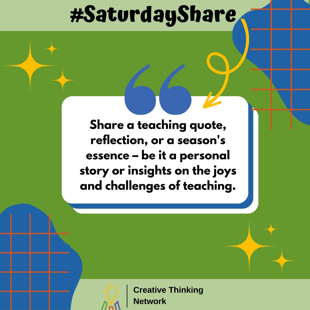 #SaturdayShare: Let’s keep the gratitude flowing! Share a quote or personal reflection about teaching, gratitude, or the essence of the season. 

#GratitudeFlow #TeachingReflections #SeasonalWisdom #TeacherInspiration #GratefulEducators #JoysofTeaching #ChallengesinEducation