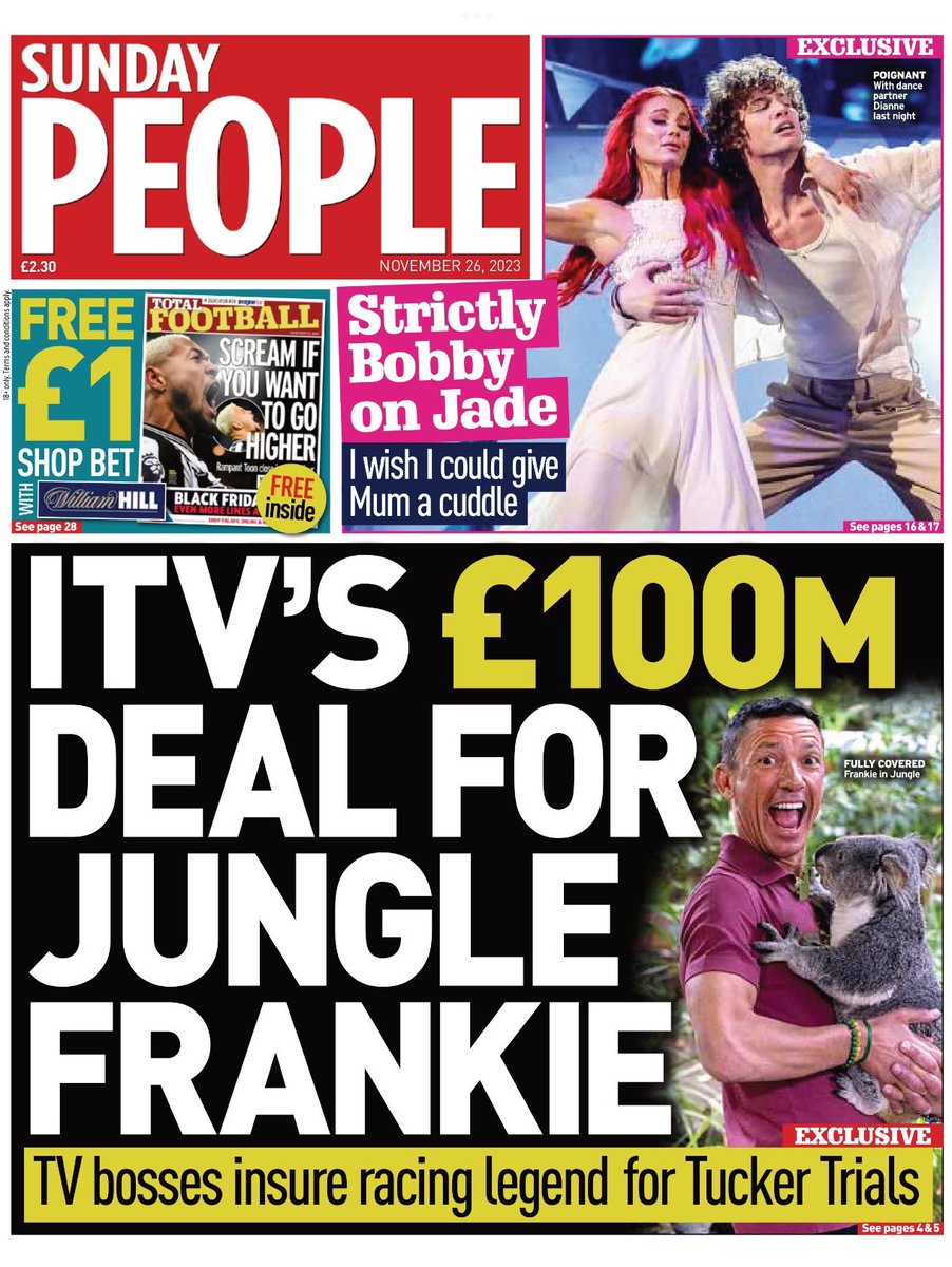 Presenting Sunday’s front page from: #SundayPeople Strictly Bobby on Jade For additional #TomorrowsPapersToday and past editions of newspapers and magazines, explore: tscnewschannel.com/category/the-p… #buyanewspaper