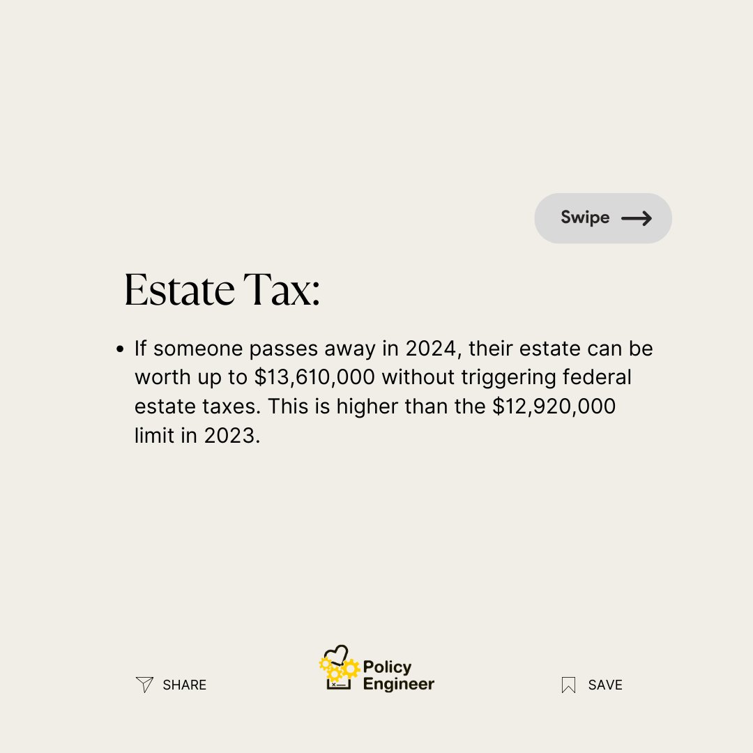 PolicyEng's tweet photo. Stay informed about the latest changes to Estate Tax for 2024. 

Don't let tax alterations catch you unprepared! Check out our new blog post for all the details you need! https://t.co/jmKutI1Che

#EstateTax2024 #TaxChanges #BeInformed #FinancialPlanning #TaxBlog #Tax #finance https://t.co/mrTqLGMEM7