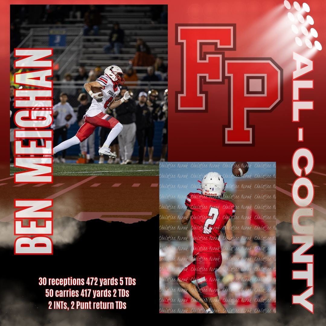 Congratulations to <a href="/ben_meighan/">Ben Meighan</a> on your All-County selection!  WR/RB/DB/PR he did it all for us this year!  Special talent hudl.com/v/2MdF6S