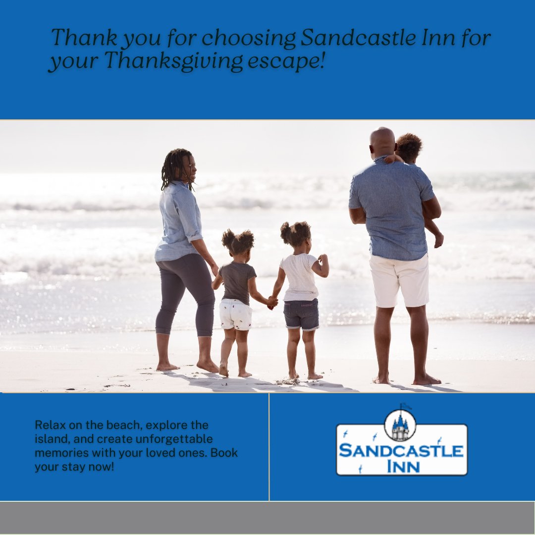 Thank you for choosing Sandcastle Inn for your Thanksgiving escape! 🍂 Your trust and loyalty mean the world. Now, let's turn that gratitude into a weekend of joy! 🌟

#SandcastleInn #TybeeIsland #ThanksgivingBliss #SandcastleEscape #WeekendWanderlust