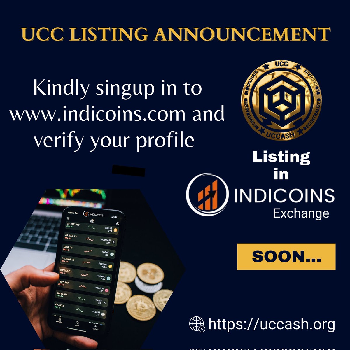 uccashofficial's tweet photo. Happy to announce UCC Listing process initiated Go to signup in https://t.co/fO26xA7ce1 and verify your Email ID, Address, Bank Details for INR deposit and withdraw. https://t.co/v4eqggMF1Z