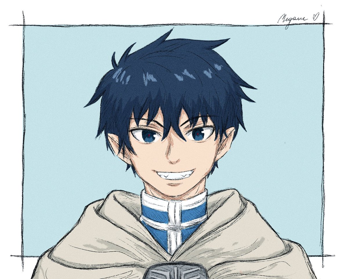 rainymegane's tweet image. Blue is the color of kind, pure-hearted heroes
Rin x Himmel doodle
#青エク #奥村燐 #ヒンメル #岡本信彦