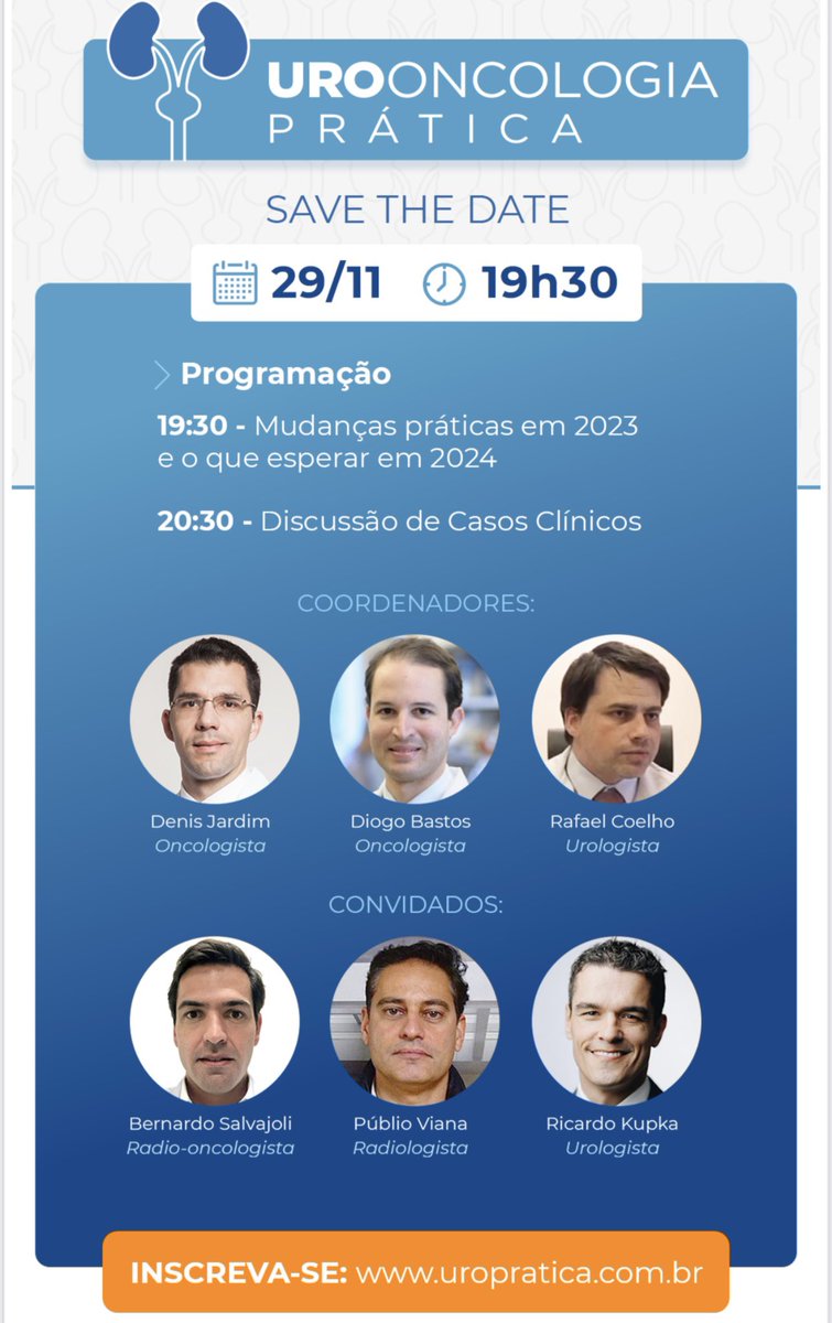 Denis Jardim (@jardim_denis) on Twitter photo 2023 is almost over! A wrap-up of the most important and practice changing data in GU tumors (urology, medonc, radiology, rdt)
👉11/29/23 ⏰7:30 pm (GMT-3) <a href="/PublioViana/">Publio Viana</a> <a href="/DiogoAssed/">Diogo Assed Bastos</a> <a href="/RafaelFCoelho2/">Rafael Coelho</a> <a href="/docmeetings/">@DocMeetings - Urology</a> <a href="/DocmeetingsOnco/">DocMeetings_Oncology</a>
uropratica.com.br -online and free 2023 is almost over! A wrap-up of the most important and practice changing data in GU tumors (urology, medonc, radiology, rdt)
👉11/29/23 ⏰7:30 pm (GMT-3) <a href="/PublioViana/">Publio Viana</a> <a href="/DiogoAssed/">Diogo Assed Bastos</a> <a href="/RafaelFCoelho2/">Rafael Coelho</a> <a href="/docmeetings/">@DocMeetings - Urology</a> <a href="/DocmeetingsOnco/">DocMeetings_Oncology</a>
uropratica.com.br -online and free