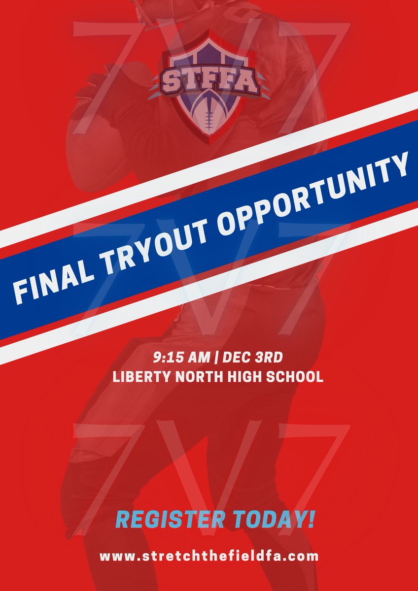 StretchtheFieldFA (@stffakc) on Twitter photo REMINDER:
Today is the last day to register for <a href="/STFFAKC/">Coach Martin Stretch the Field</a> 7v7 tryout for Dec 3rd!
Registration:
stretchthefieldfa.com/7v7-competition REMINDER:
Today is the last day to register for <a href="/STFFAKC/">Coach Martin Stretch the Field</a> 7v7 tryout for Dec 3rd!
Registration:
stretchthefieldfa.com/7v7-competition