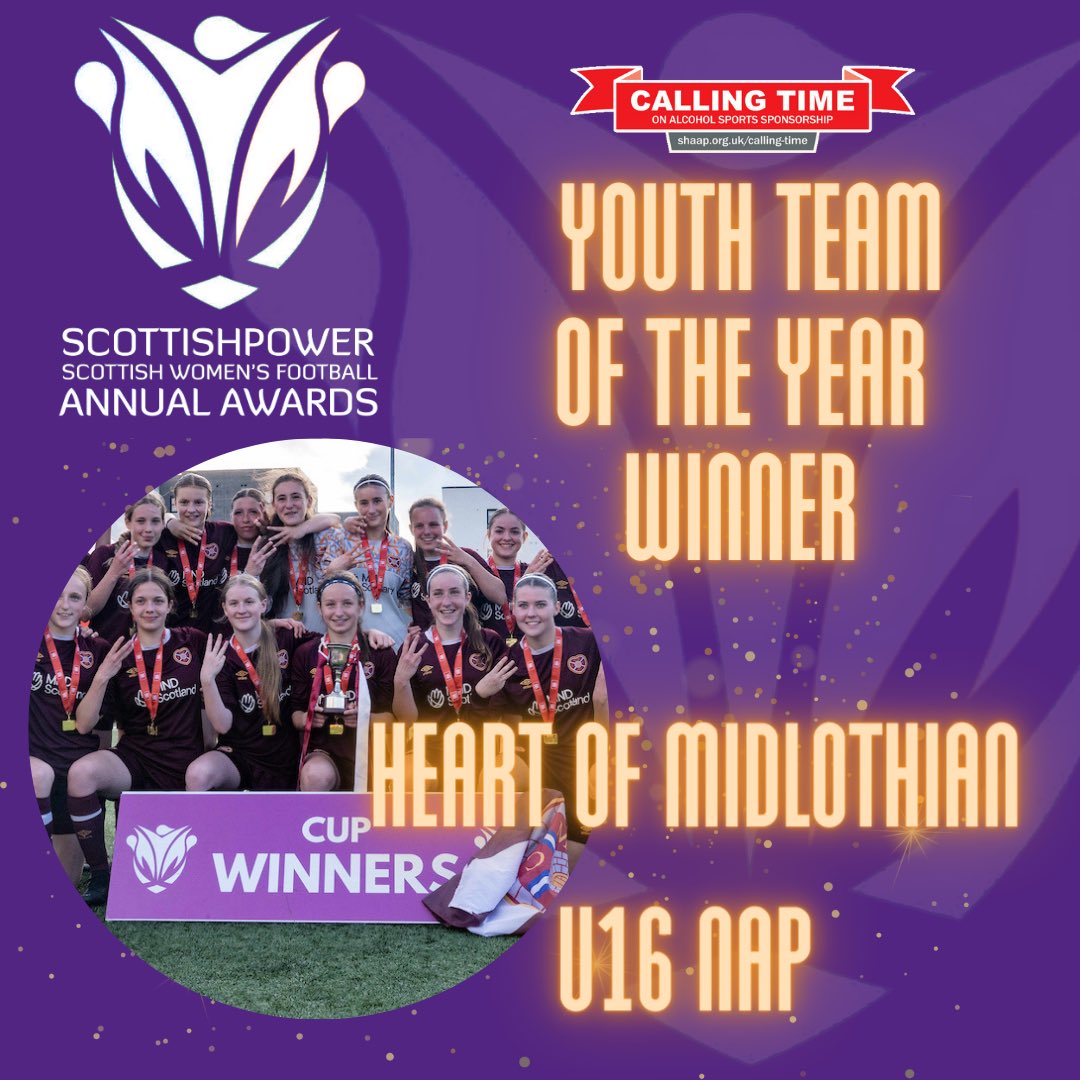 Heart of Midlothian 16s NAP are the <a href="/SHAAPAlcohol/">SHAAP</a> Youth TEAM of the Year!! #SWFAwards
