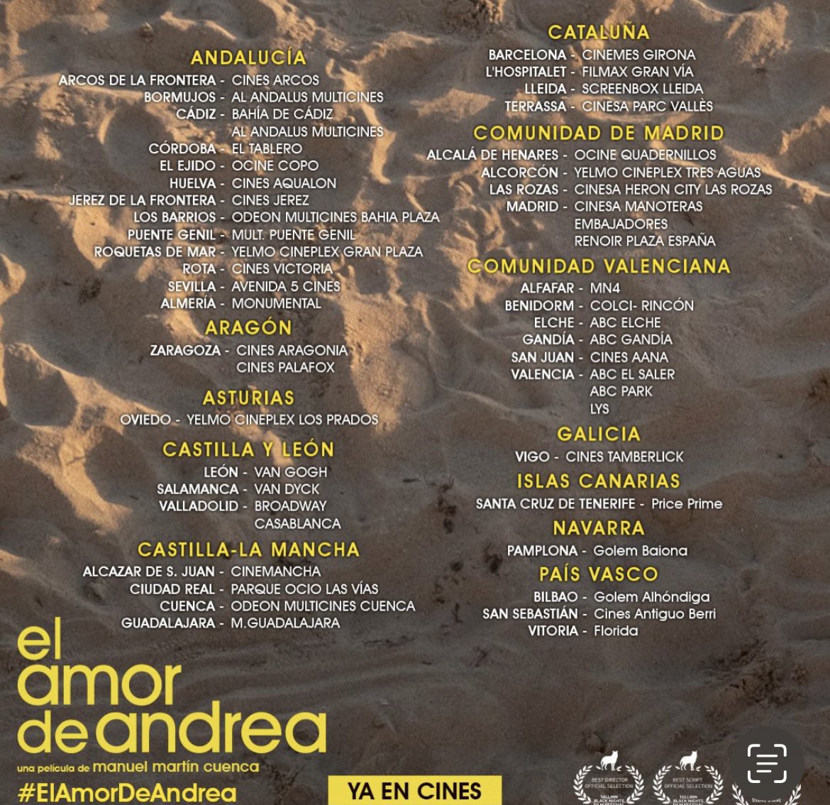 Nos recomiendan encarecidamente una nueva película española
#ElAmorDeAndrea 
De #ManuelMartinCuenca
@lalomablanca 
Pues la veremos‼️