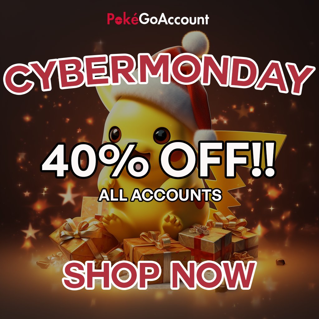 🚀✨ We are extending the exclusive 40% OFF discount with code CM2023 straight through Cyber Monday! 🛒🔥Use code CM2023 at checkout. Don't miss out!

Shop Now: pokegoaccount.com

#CyberMonday #PokemonGo #PokeGoAccount #CatchEmAll #pokemon